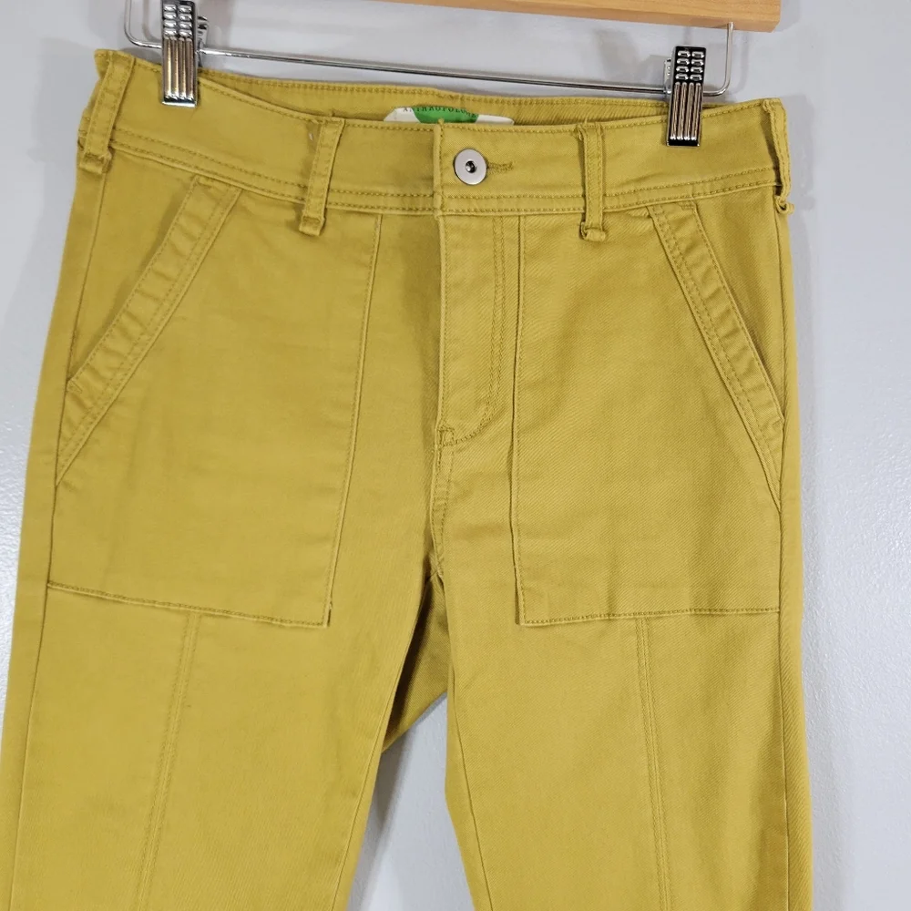 ANTHROPOLOGIE Jefferson mustard mid rise skinny leg slim utility chino pants